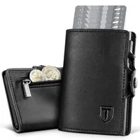 tenbst Geldbörse Herren Slim Wallet mit RFID-Schutz | Premium Leder Portemonnaie mit Münzfach | Tragbar und Langlebig Geldbeutel Herren | Mini Kreditkartenetui Kartenetui Männer | Schwarz