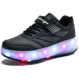 HUSK'SWARE Rollschuhe, (Zwei-in-Eins-Rollschuhe, 4-Rad Roller Skates Laufsportschuhe, Verstecktes Hinterrad), Leuchtende Rollschuhe für Kinder schwarz 38