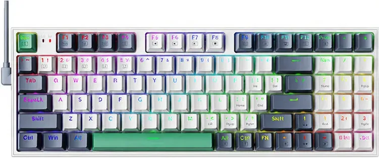 Machenike K500-B94 90% mechanische kabelgebundene Tastatur, US-Layout (QWERTY), Brown-Schalter, RGB, grau