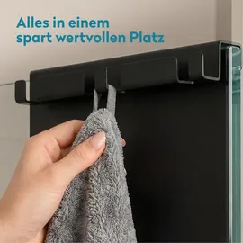 doporro Duschablage ohne Bohren, Duschregal ohne Bohren 2 Ebenen, Duschablage zum Hängen für Glasduschtüren, Duschkorb Sandschwarz, Oryne-01