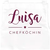 SpecialMe Personalisierte Kinderschürze mit Namen Chefkoch/Chefköchin Kochschürze Sterne-Koch Kinder weiss-bordeaux 6-10 Jahre - 6 Jahre