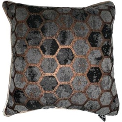 Casa Padrino Luxus Kissen Grau / Kupfer 50 x 50 cm - Deko Kissen - Quadratisches Zierkissen - Wohnzimmer Deko - Luxus Deko Accessoires - Luxus Deko