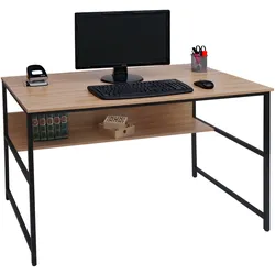 Schreibtisch McW-K80, Bürotisch Computertisch Arbeitstisch Ablage, Metall MDF 120x60cm ~ natur