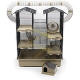 ZooPaul Nagerkäfig Hamsterkäfig XXL CH2 Plus beige mit Zubehör Maus Hamster Käfig Tunnelsystem Haus