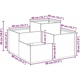vidaXL Gartenblumentopf 80 x 80 x 48 cm Silber
