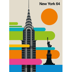 living walls Fototapete ARTist New York 64, (Set, 2 St), Chrysler Building & Freiheitsstatue, Vlies, glatt beige