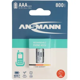 Ansmann Telefon Akku AAA NiMH 800mAh ideal für schnurlose DECT Telefon