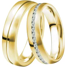 DOOSTI Trauring DOOSTI "Schmuck Geschenk Silber 925 Trauring Ehering Partnerring LIEBE" Gr. 58, gold (gelbgoldfarben), Fingerringe, Damen, 58,mit Zirkonia, Silber 925 (Sterlingsilber), 6mm, Trauring, wahlweise mit oder ohne Zirkonia