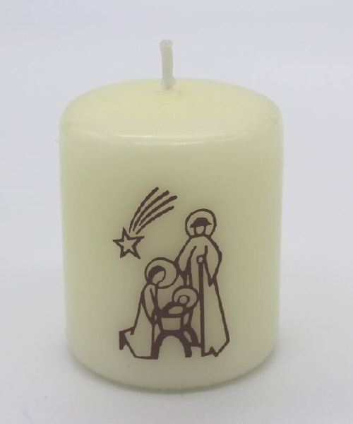 Kopschitz Kerzen Kerze stilisierte Krippe, christliche Weihnachtskerze, 6 x 5 cm