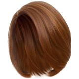 Perücken Schwarz Echthaar Kurzes Haar für Damen, mittlere Länge, glattes Haar, Seitenschlitz, Birnenkopf, Gold Echthaar Perücke Blond Bob (Brown-b, One Size)