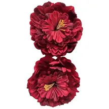 2474U Kunst-Blüte auf Clip Pfingstrose rot 10cm 2er-Set, naturgetreue Seidenblüte