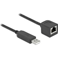 Delock Serielles Anschlusskabel mit FTDI Chipsatz, USB 2.0 Typ-A Stecker zu RS-232 RJ45 Buchse 2 m schwarz