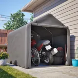 Fahrradgarage 160x220x165 Cm Grau Aus Stahl Und Pe Mit Rolltor