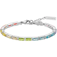 Lacoste Tennisarmband Edelstahlfarben Rot/Orange/Gelb/Champagner/Grün/Hellblau/Türkis/Flieder/Rosa 18 cm