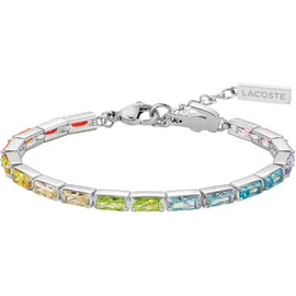 Lacoste Tennisarmband Edelstahlfarben Rot/Orange/Gelb/Champagner/Grün/Hellblau/Türkis/Flieder/Rosa 18 cm