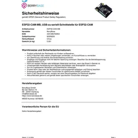 BerryBase ESP32-CAM-MB, USB-zu-seriell-Schnittstelle für ESP32-CAM