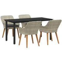 VidaXL Essgruppe Hellgrau Poly Rattan