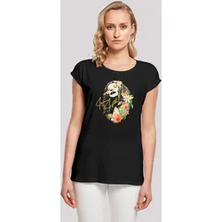 T-Shirt F4NT4STIC "Janis Joplin Blumen'", Damen, Gr. XXL, schwarz, Obermaterial: 100% Baumwolle, casual, regular fit, Rundhals, Kurzarm ohne Bündchen, Shirts, Print