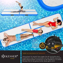 Kesser KESSER® Turnmatte Aufblasbar Airtrack Fitness-Matte Gymnastikmatte inkl. Tragetasche & elektr. Luftpumpe Yogamatte, Tumbling Matten, Trainingsmatte, Turn- & Fitness