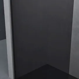 doporro Luxus Duschwand für Dusche Duschabtrennung 140x200cm Schwarz Walk-In Dusche 10mm ESG-Sicherheitsglas vollgrau inkl. Nanobeschichtung Bremen02VG