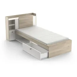 Youdoit Bett Modulable 90 x 190/200 cm Eiche hell weiß