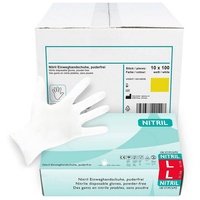 Hypafol Nitril-Handschuhe S-XL, Puderfrei I mit Rollrand, Finger texturiert weiß L