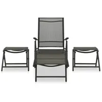 vidaXL 3-tlg. Garten-Lounge-Set Textilene und Aluminium Schwarz