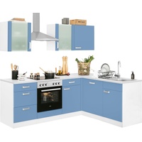 wiho Küchen Winkelküche »Husum«, mit E-Geräten, Stellbreite 220 x 170 cm blau