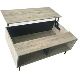 SIT Möbel Couchtisch mit höhenverstellbarer Deckplatte | L 58 x B 100 x 39 cm | anthtazit/natur | 11780-95 | Serie MAILBOX