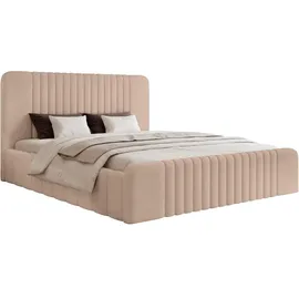 FEDVE Polsterbett, Hellrosa, Textil, 140x200 cm, Schlafzimmer, Betten, Polsterbetten