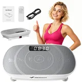 MERACH Vibrationsplatte Mini-Vibrationsplattform mit LED-Display, 100 W, 10 Intensitätsstufen, mit Fernbedienung, für Ganzkörpertraining zu Hause, bis 150 kg grau