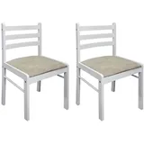 furnicato Esszimmerstuhl Esszimmerstühle 2 Stk. Weiß Massivholz Gummibaum und Samt (2 St) weiß