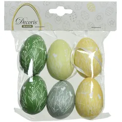 Decoris 6 Ostereier 6cm zum Aufhängen Hängedeko Osterdeko Ostern Blumenmuster Naturmotiv
