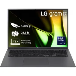 LG Business-Notebook "Gram 17" Ultralight Laptop, IPS-Display, 32 GB RAM, Windows 11 Home", grau, 32 GB RAM 2000 GB SSD, Core Ultra 7, Windows 11 Home, Notebooks, 17Z90S-G.AD7CG