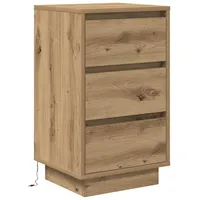 VidaXL Nachttisch mit LED-Leuchten Artisan-Eiche 38x34x65 cm, Nachtschrank, Schlafzimmermöbel,