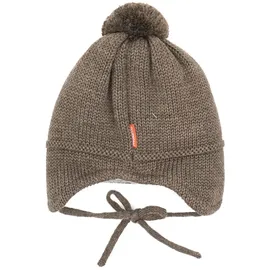 Maximo Strickmütze MAXIMO, Jungen, Gr. 49, grau, Wollmischung, Mützen Strickmütze, mit Fuchsmotiv mit Pompon und Bindeband