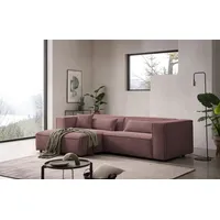 LeGer Home by Lena Gercke Ecksofa "PIARA mit Kedernaht, Cord, Leinenoptik o. Strukturstoff, Couch, L-Form", beige (puder), B:267cm H:66cm T:167cm, 100% Polyester, LEGER HOME BY LENA GERCKE, Sofas, Ecksofa, wahlweise Ottomane rechts/links, schwarze Füße, bequemer Sitzkomfort