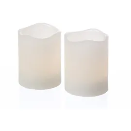 MARELIDA LED Kerzenset Mini Echtwachs flackernd mit Batterien H: 6cm D: 5cm 2St