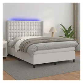 vidaXL Boxspringbett mit Matratze & LED Weiß 180x200 cm Kunstleder