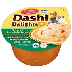 Inaba DASHI Ergänzungsfuttermittel für Katzen - Brühe mit Jakobsmuschel- und Hühnergeschmack 70g (Rabatt für Stammkunden 3%)