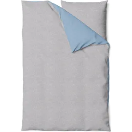 Setex Feinbiber Wendebettwäsche Blau/Grau 200 x 200 cm + 2 x 80 x 80 cm