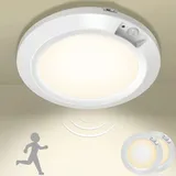 Bemexred LED Drahtlose Batteriebetriebene Deckenleuchte mit Bewegungsmelder Innen, 3000K Bewegungsmelder Lampen Batterie Nachtlicht für Schrank Badzimmer Kellerschrank Treppe, Ø16cm Warmweiß [2 Stück]