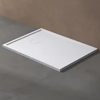doporro Duschtasse Duschwanne 90x120x4 flach Mineralgusswanne Weiß Wärmespeichernde Eigenschaften auch für ebenerdige Dusche geeignet Geoma08