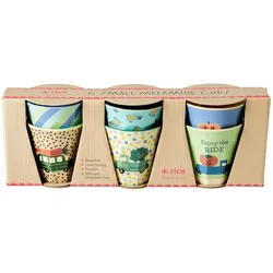 RICE Melamin Becher 6er-Set Small Happy Cars, L30 x B8 x H11 cm, diverse