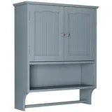 Odikalo Medizinschrank Wandschrank Badezimmerschrank Tuchhalter Verstellbar Regalen Weiß/Grau grau