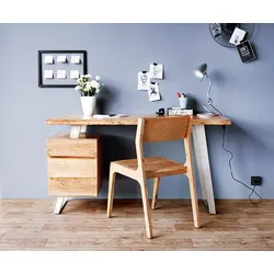 DELIFE Table-bureau Live-Edge 150x60 cm acacia nature 3 tiroirs, Bureaux, Baumkantenmöbel, Massivholzmöbel, Massivholz