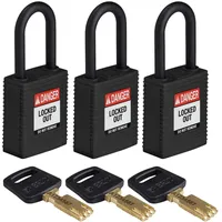 Brady SafeKey Nylon Lockout-Vorhängeschloss Mit Nylon Bügel 38.00 mm Schwarz KA - Gleichschließende Schlösser 3 Stück