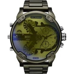 Chronograph DIESEL "MR. DADDY 2.0", grün, Armbanduhren, Herren, Quarzuhr, Armbanduhr, Herrenuhr, Stoppfunktion, mehrere Zeitzonen