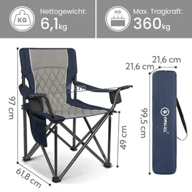 HOMECALL Campingstuhl Übergroßer Klappstuhl Blau