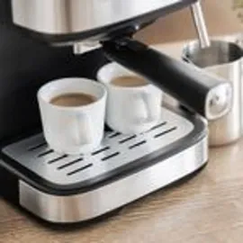 First Austria TZS First Austria Espresso Siebträgermaschine schwarz + 2-in-1 Messlöffel und Tamper